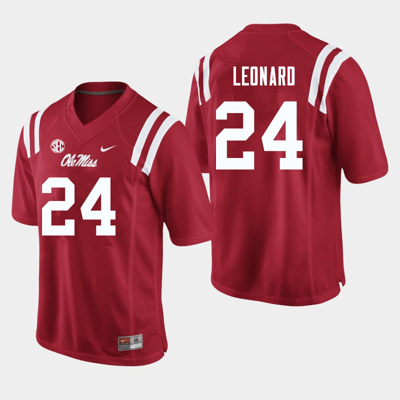 Deane Leonard Ole Miss Rebels NCAA Men's Red #24 Stitched Limited College Football Jersey VXM7458SD